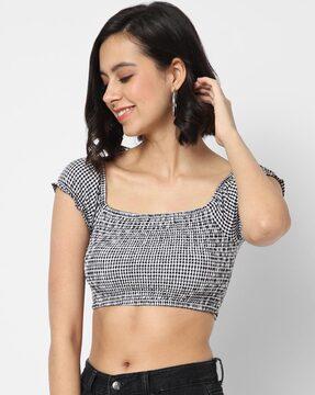 checked crop top