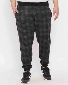 checked cuffed track pants