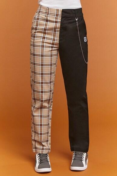 checked dark ankle length pants