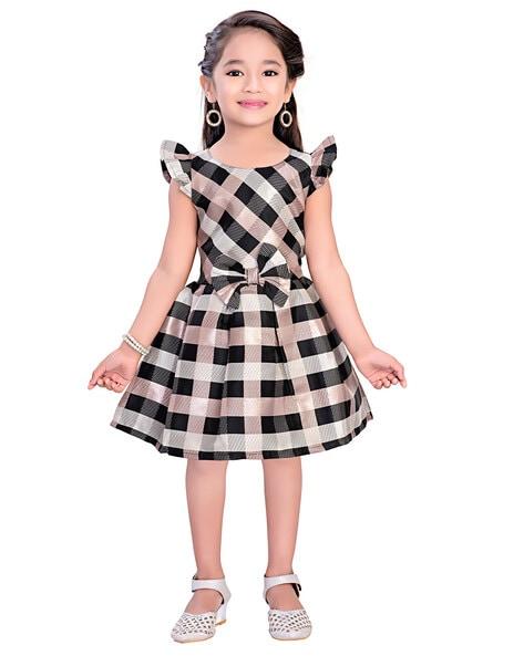 checked dress with bow detail