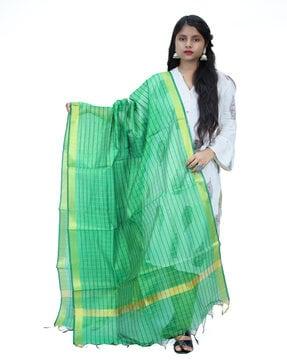 checked dupatta with tassels