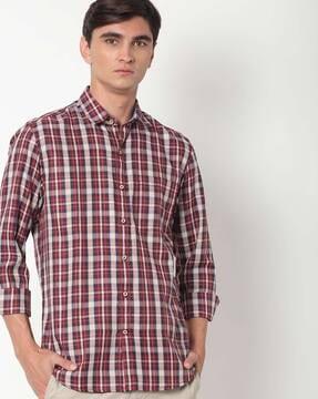 checked extra slim fit shirt with patch pocket