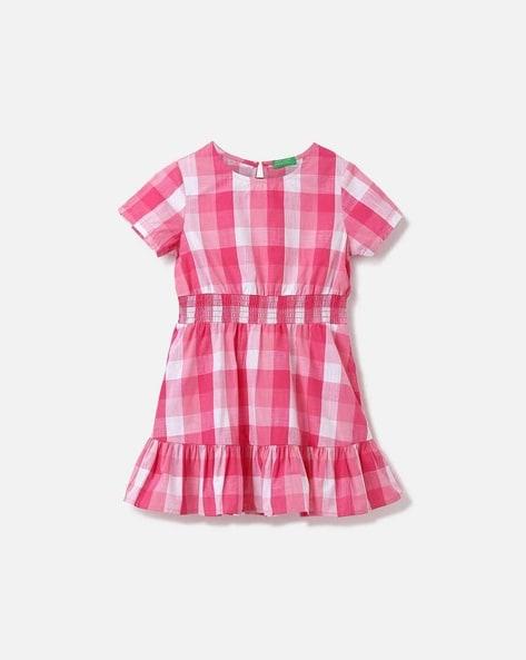 checked fit & flare dress