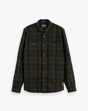 checked flannel shirt with patch pockets