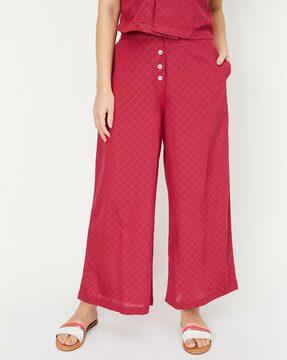 checked flat-front palazzos