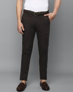 checked flat-front pants