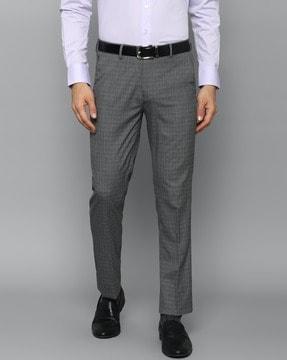 checked flat-front pants