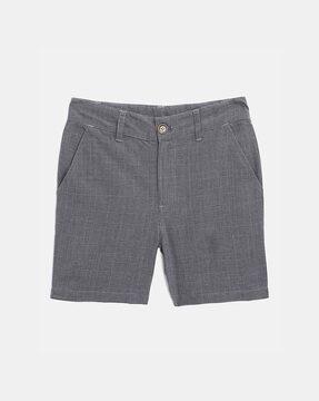 checked flat-front shorts