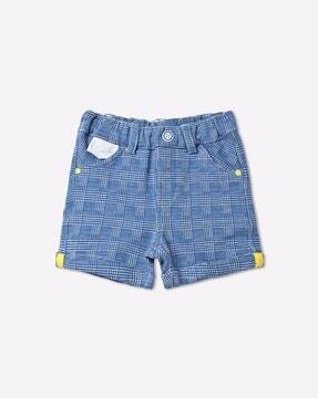 checked flat-front shorts