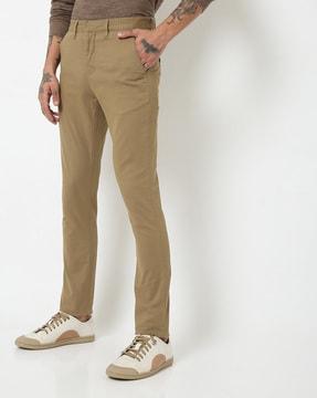 checked flat front skinny fit chinos