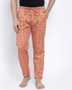 checked full-length track pants