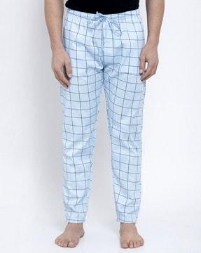 checked full-length track pants