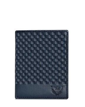 checked genuine leather bi-fold wallet