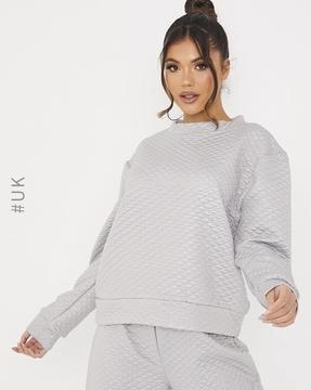 checked high-neck pullover