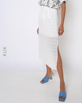 checked high-rise a-line skirt