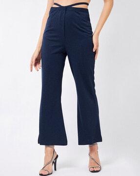 checked high-rise flared trousers