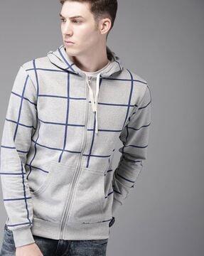 checked hooded sweatshirt