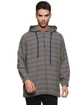 checked hoodie with drawstrings
