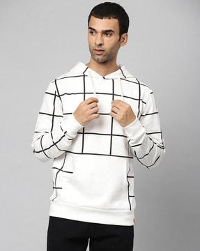 checked hoodie with kangaroo pocket