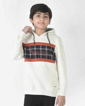 checked hoodie with ribbed hems