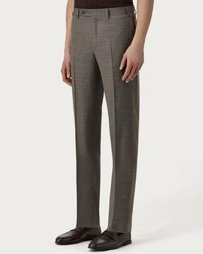 checked hopsack contemporary fit formal trousers