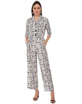 checked insert pockets jumpsuit