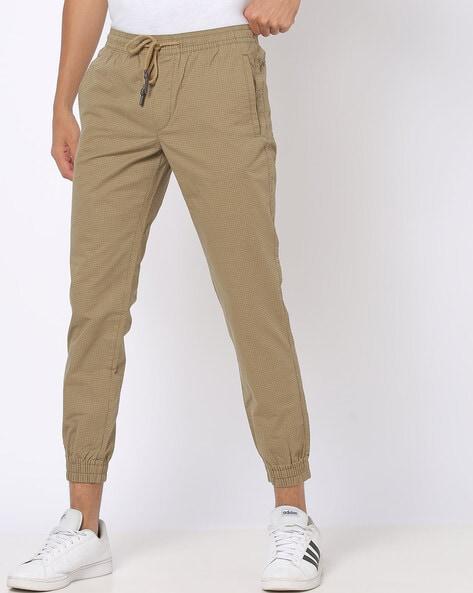 checked joggers with drawstring waist