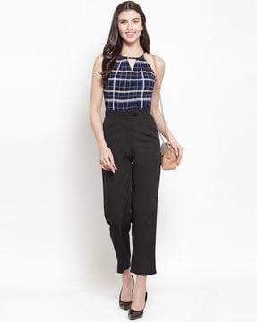 checked jumpsuit