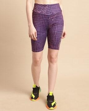 checked knit shorts with elasticated waist