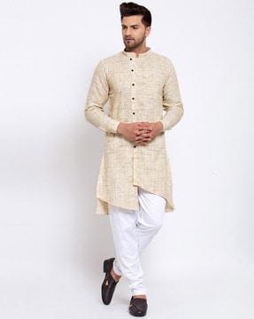 checked long kurta with patch pocket