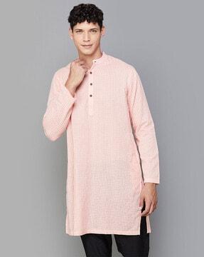 checked long kurta