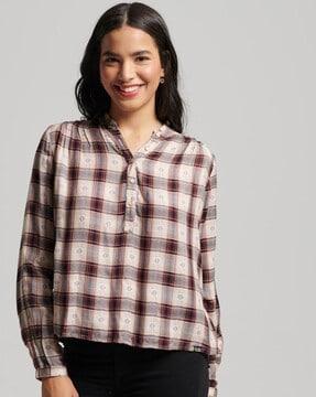 checked long sleeves blouse