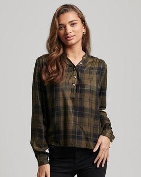 checked long sleeves blouse