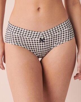 checked low-rise hipster panties