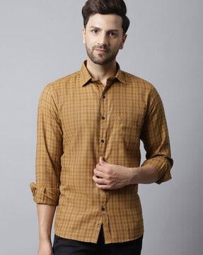 checked medium length shirt