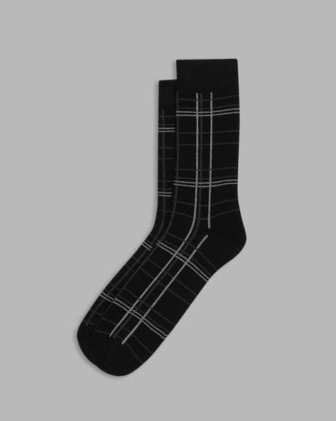 checked mid-calf length socks