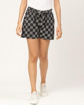 checked mid-rise shorts