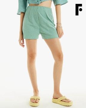 checked mid-rise shorts