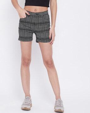 checked mid-rise shorts