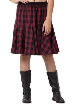 checked mid-rise skirt