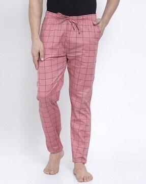 checked mid-rise track pants