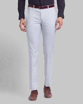 checked mid-rise trousers