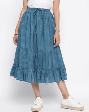 checked midi skirt