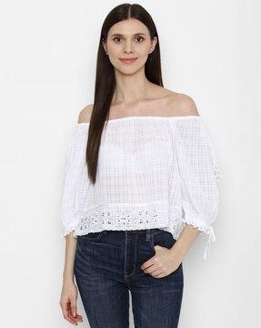 checked off-shoulder top