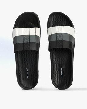 checked open-toe sliders