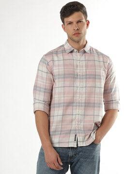 checked overshirt with patch pocket