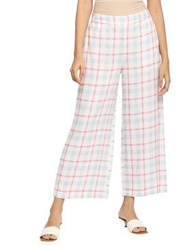 checked palazzos with elasticated waist
