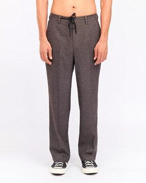 checked pants with drawstring waist
