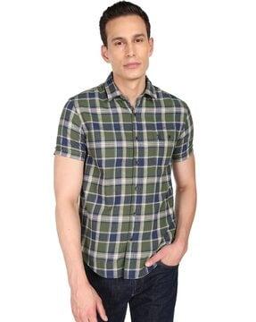 checked patch pocket shirt