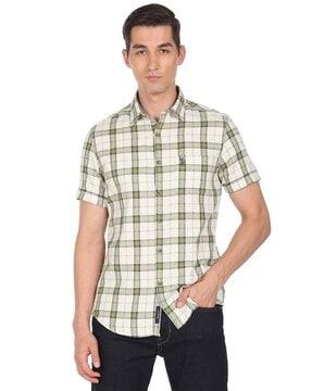 checked patch pocket shirt